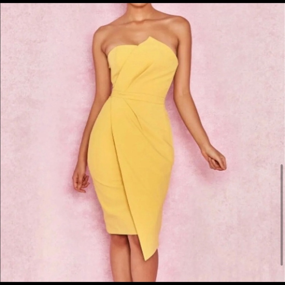 yellow uma house of cb  FOLD FRONT MINI DRESS